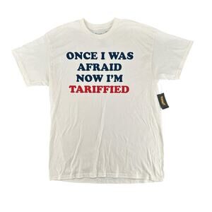 Funny Political T-Shirt Spirit Spencers Large White Short Sleeve Tariffs